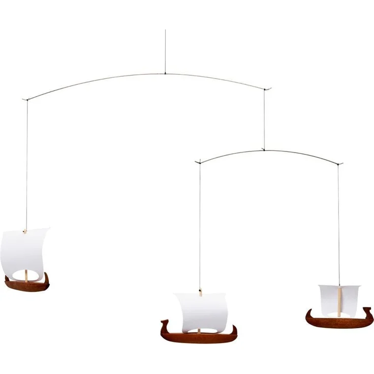 Flensted Mobiles, Babymobile, Drei Wikingerschiffe Mobile mit Geschenkbox – Bild 1