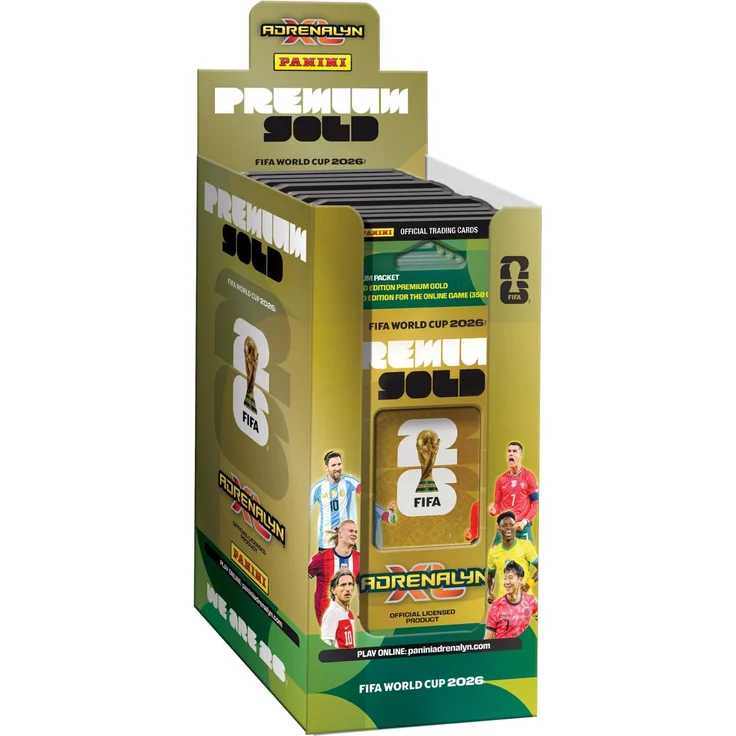 Panini FIFA World Cup Adrenalyn XL 2026, 1 Premium GOLD Display mit 10 Gold Booster-Packs und 3 Gold-Limited-Edition-Karten