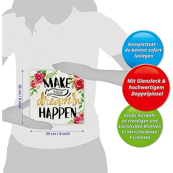 Ravensburger 29028 - CreArt, Malen nach Zahlen, Make your dreams happen, 20x20cm, Malset – Bild 6