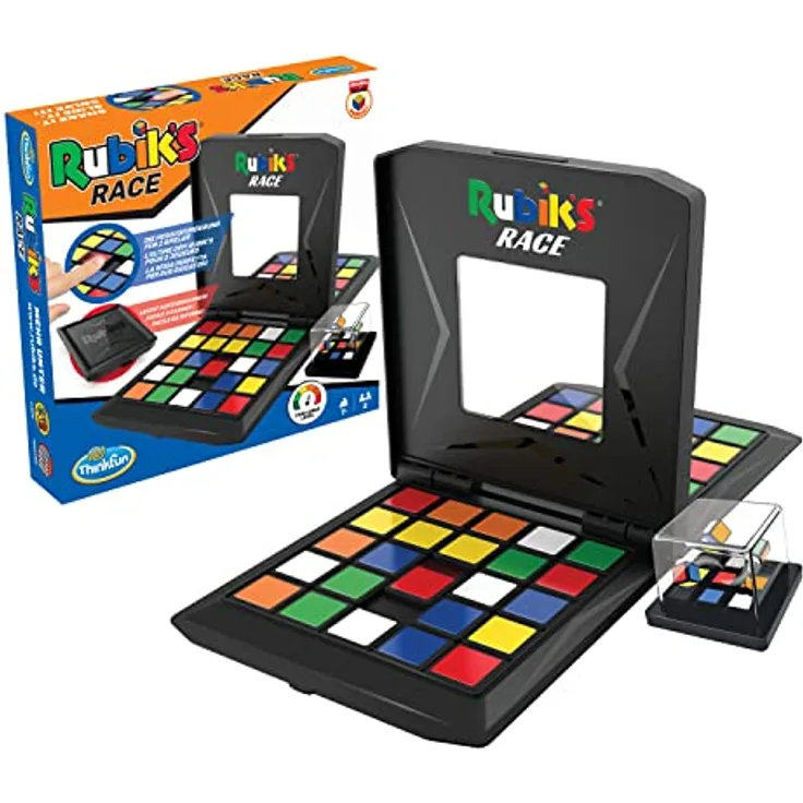 ThinkFun - Rubik's Race 2023 - Überarbeitete Ausgabe. Die Herausforderung für Fans des original Rubik's Cubes, temporeiches Spiel für 2 Spieler, Denkspiel für Erwachsene und Kinder ab 7 Jahren