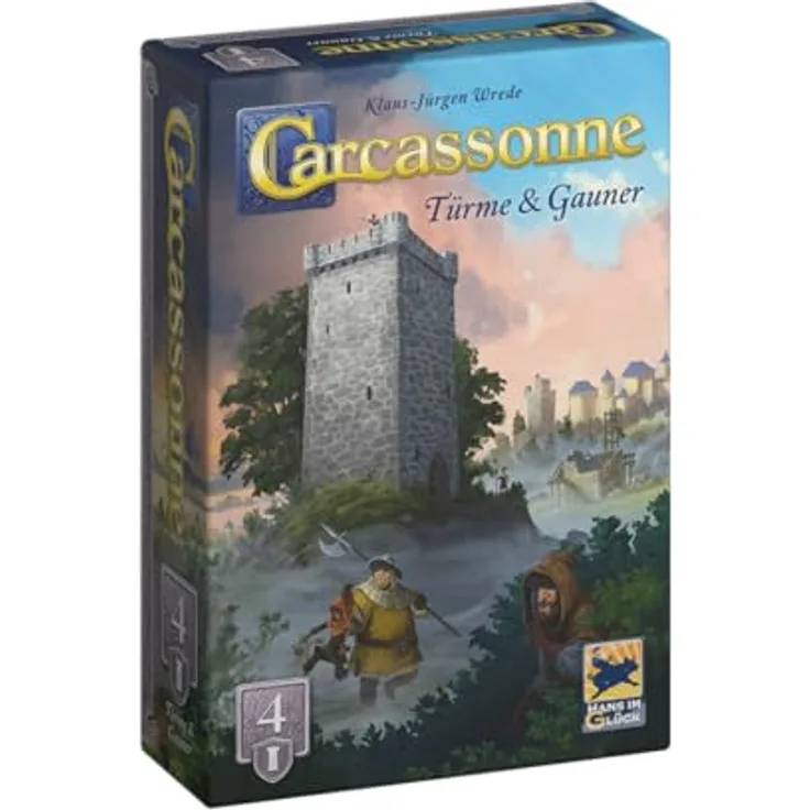 Hans im Glück Carcassonne – Türme und Gauner, 4. Erweiterung für Familienspiel, 2-6 Spieler, 7+, 45 Minuten, Deutsch
