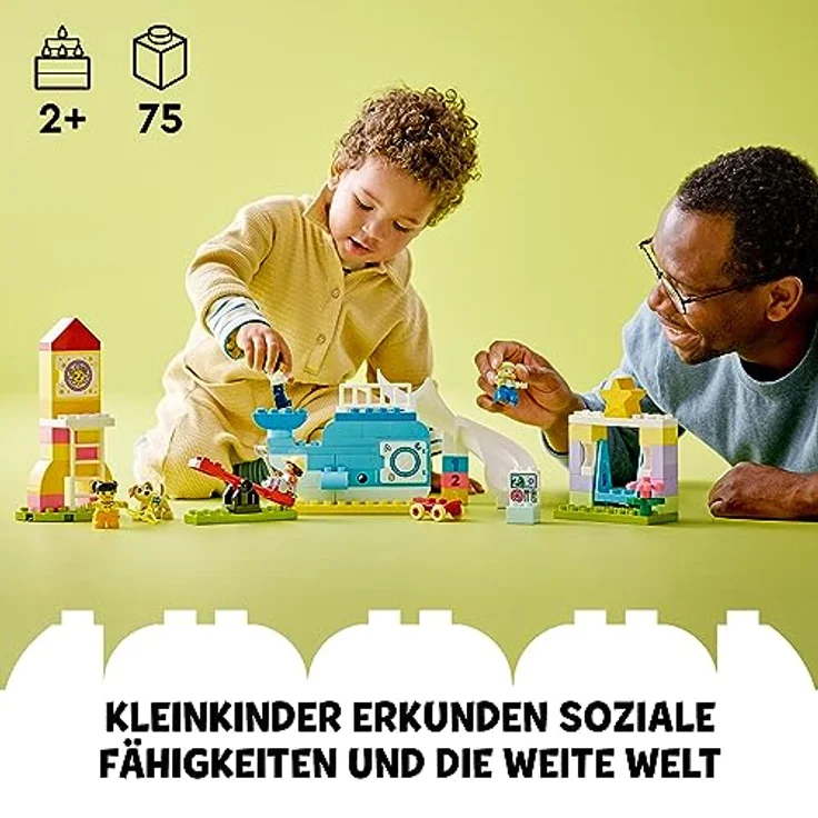 LEGO 10991 DUPLO Traumspielplatz Set, Konstruktionsspielzeug für Kinder ab 2 Jahren mit Wal- und Raketengerüste und Figuren, hilft Kleinkindern, Buchstaben, Zahlen und Farben mit Steinen zu Lernen – Bild 2