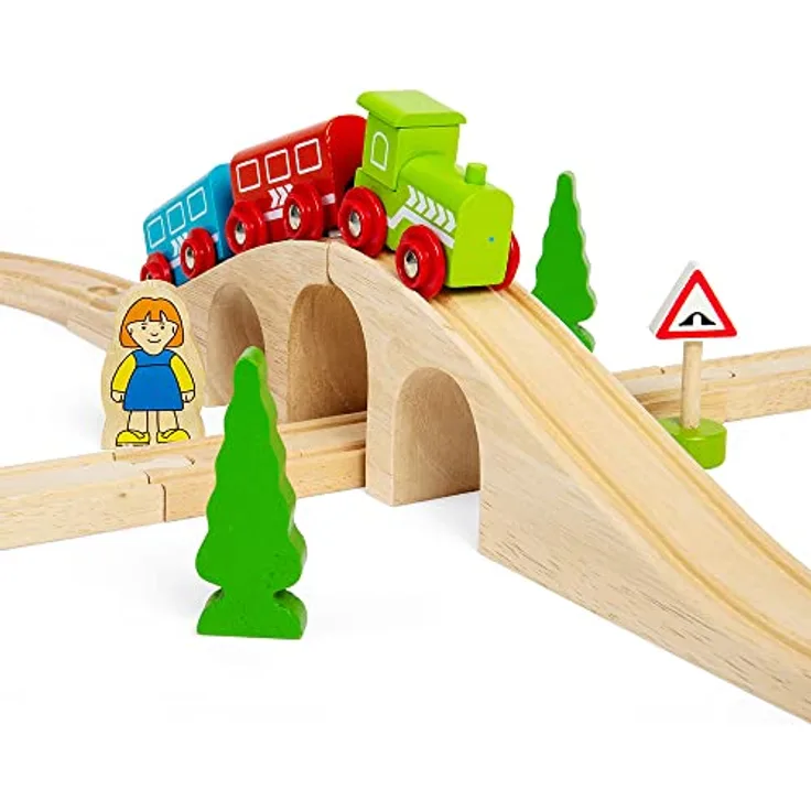 Bigjigs Rail Holzeisenbahn Set 8, 27 Teile, 1.02m x 46cm, geeignet für Kinder ab 3 Jahren