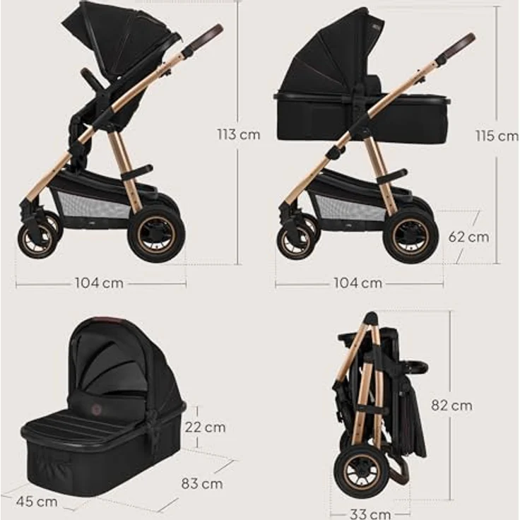 Lionelo Amber 3in1 Kombikinderwagen, XXL SET mit Babyschale für Neugeborene bis 22 kg, robust und komfortabel für städtische Umgebungen – Bild 11