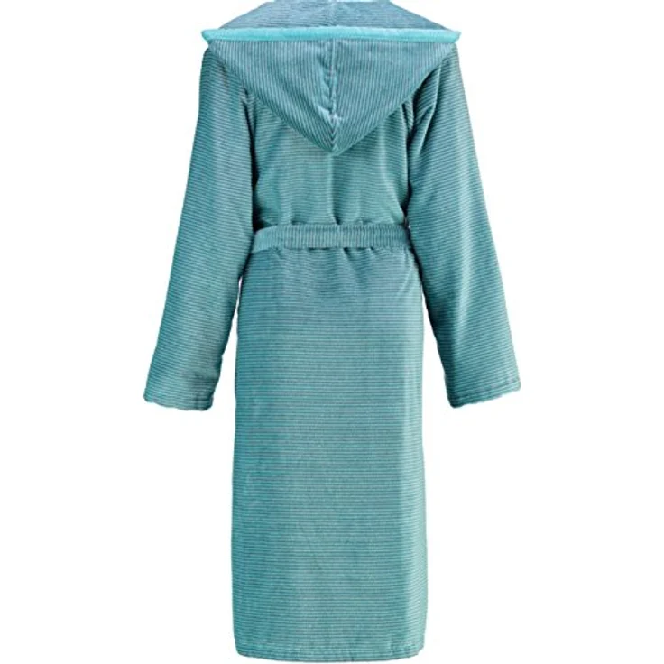 Cawoe Bademantel, Blau, Gestreift, Textil mit Kapuze und Reißverschluss, Damen Badtextilien – Bild 2