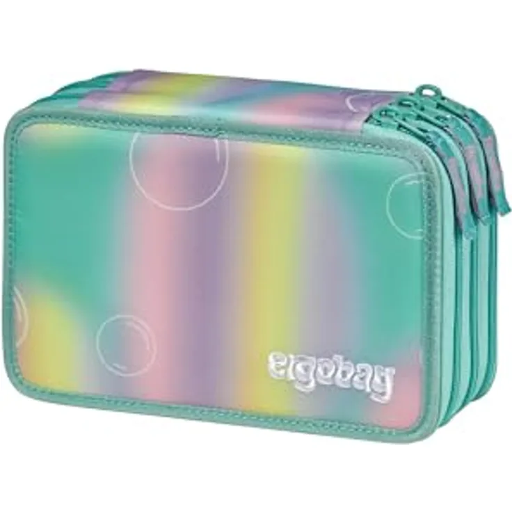 ergobag Maxi Mäppchen Set 40-Teilig, Lyra Bunt- und Filzstifte, Kleingeld Fach, Lineal, Schere ZauBärwelt - Mint - Federmäppchen mit umfassender Ausstattung
