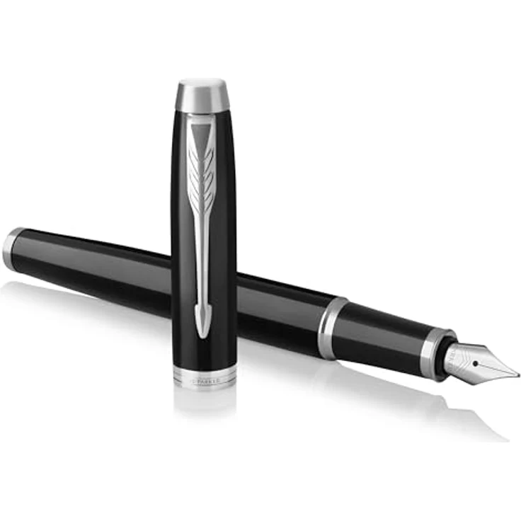 Parker Pen IM Black Lacquer C.C., Schreibstift mit stabiler Edelstahlfeder, Schwarz – Bild 1