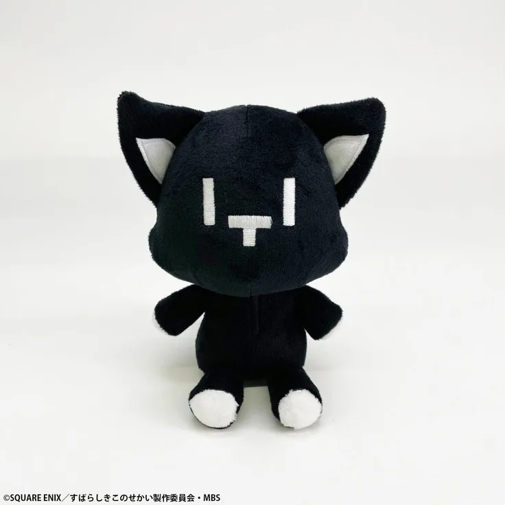 Square-Enix The World Ends with You: The Animation Plüschfigur Mr. Mew, 14 cm Chibi-Design, beschwerte Figur für stabile Sitzposition, offizielles Design vom TWEWY-Team