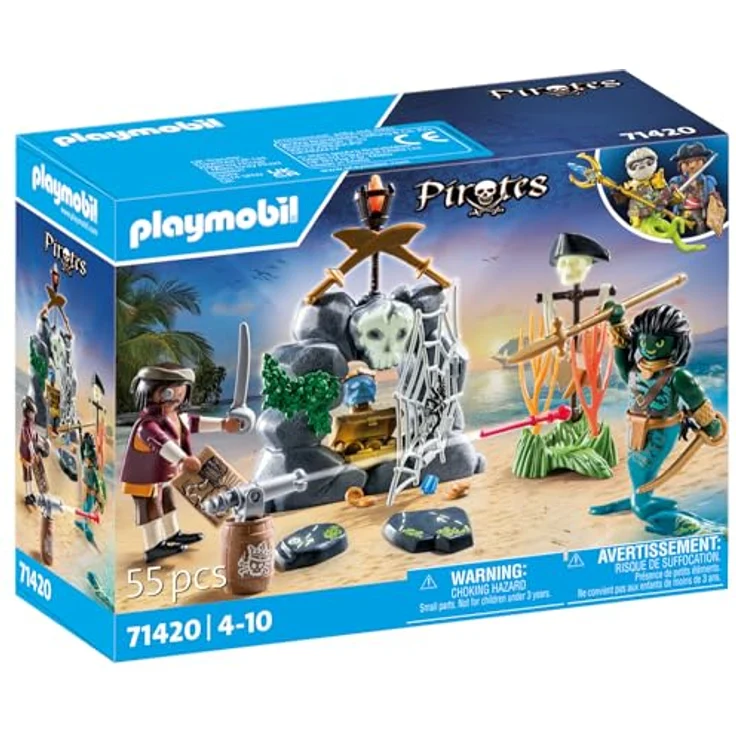 PLAYMOBIL 71420 Schatzsuche Spielset, Piratenabenteuer mit nachleuchtendem Felsversteck und 2 Figuren, Mehrfarbig – Bild 2