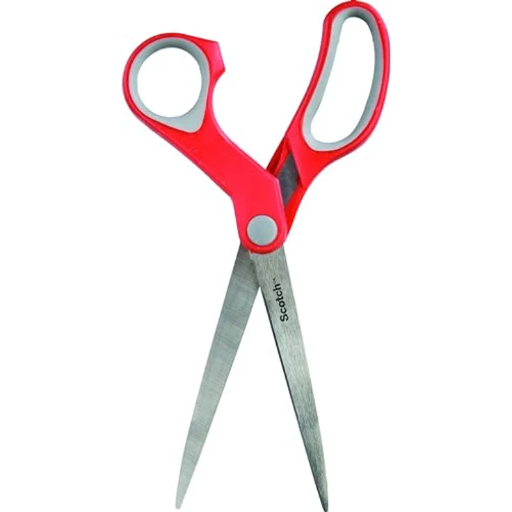 SCOTCH Komfort-Schere 20cm, Papierschere mit rostfreien Stahlklingen und Komfortgriffen, rot/grau – Bild 3