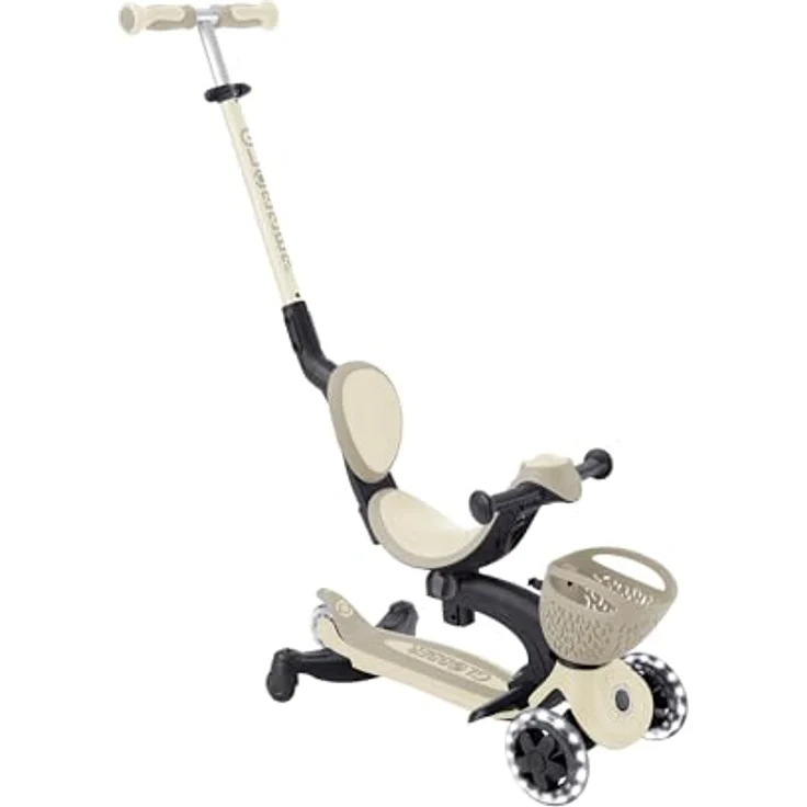 Globber GO•UP Baby 360 Lights, Skalierbarer Tretroller mit 3 Rädern, Sitz und Rückenlehne, für Kinder von 15 Monaten bis 6 Jahren, Taupe – Bild 2