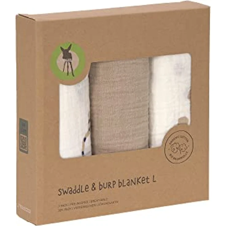 LÄSSIG Baby Puckdecke Spuckdecke Pucktuch Mulltuch 3er Set Baumwolle 85 x 85 cm/Swaddle & Burp Blanket L Little Mateys royal blue – Bild 6