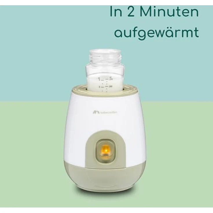 Bebeconfort Express Elektrischer Flaschenwärmer, schnelles Aufheizen für Babyflaschen bis 240ml, optimale Temperatur bei 37°, Weiß & Grün – Bild 3