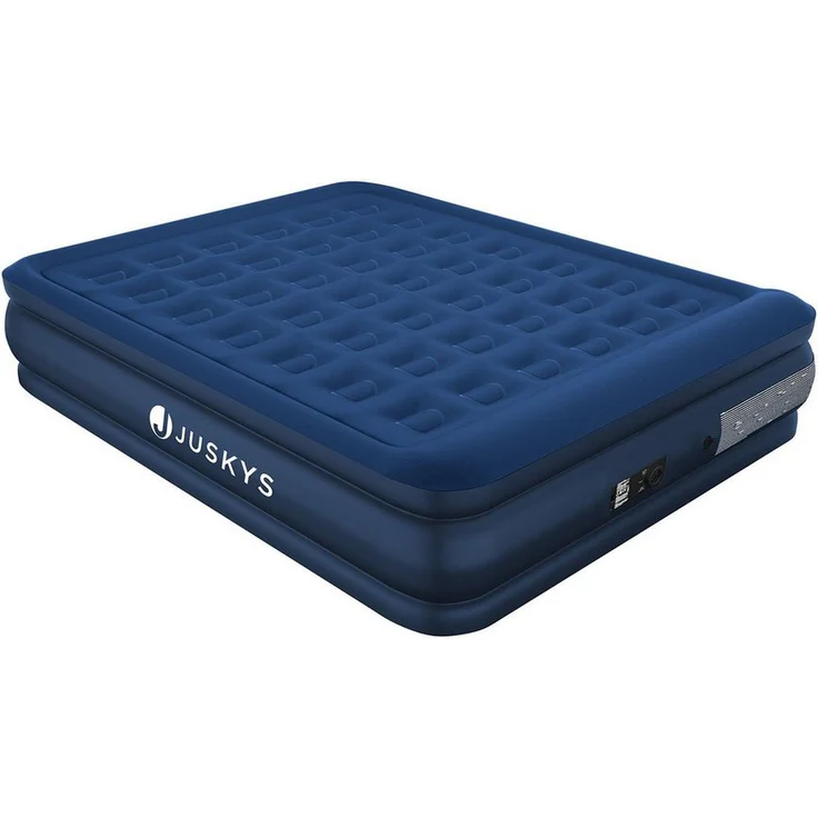 Juskys Luftmatratze Sapri, Doppel-Luftbett, selbstaufblasend, wasserdicht, inkl. Pumpe, Tasche, Blau – Bild 1