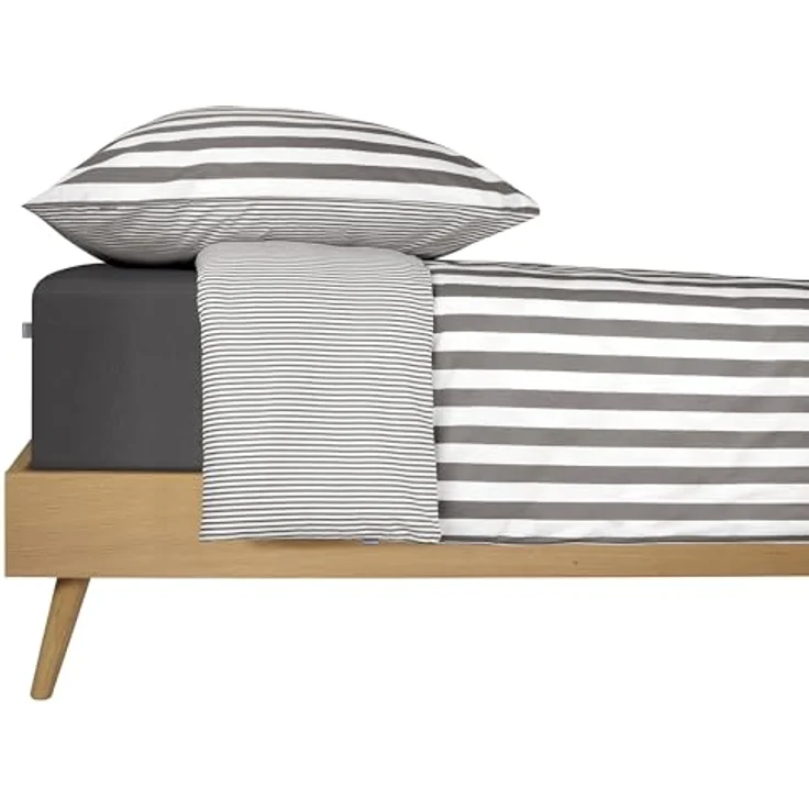 Schiesser Bettwäscheset Marie | Renforcé | 100% Baumwolle aus nachhaltiger Produktion | 155x220cm + 80x80cm | Grau – Bild 3