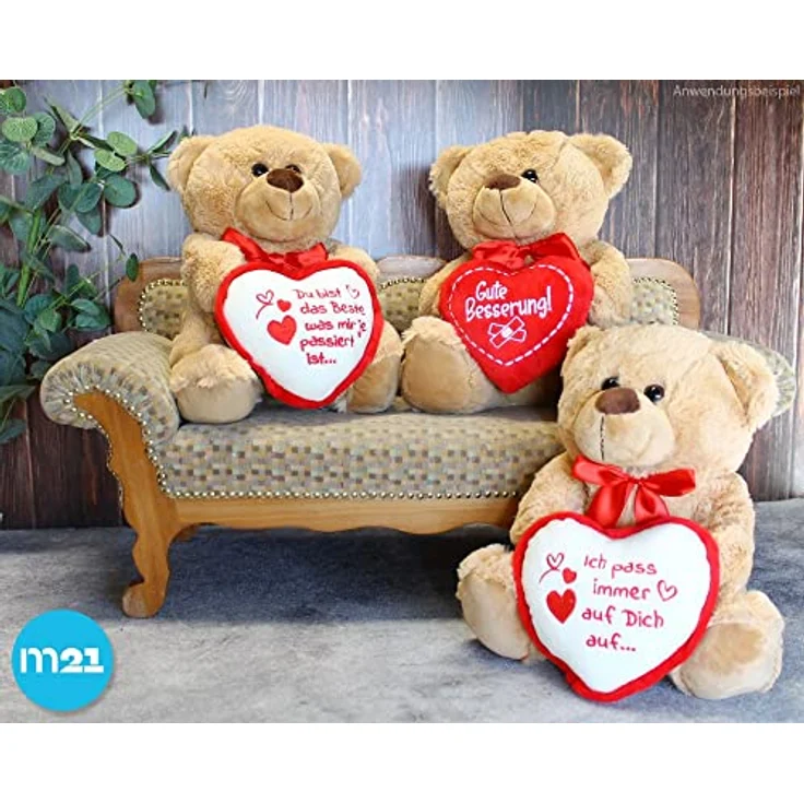 matches21 HOME & HOBBY Plüschfigur Teddybär mit Herz Ich pass auf Dich auf braun 25 cm (1-St) – Bild 4