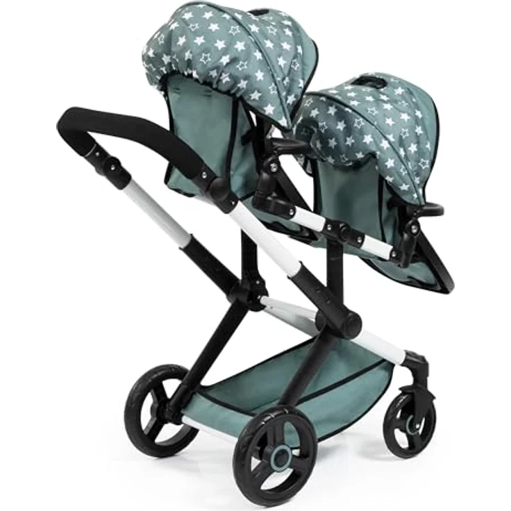 Bayer Puppenwagen, Zwillingspuppenwagen mit verstellbaren Sonnenverdecken, höhenverstellbarem Griff und schwenkbarem Sitz, blau – Bild 2