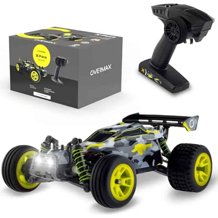 Overmax X-Pace Ferngesteuertes Auto RC Car, 4x4, 45 kmh, 100m Reichweite, LED-Beleuchtung, unabhängige Federung, große Fahrzeugabmessungen