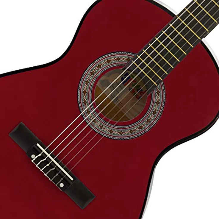 TIGER Klassische Gitarre MA-CG08 1/2 Größe Rot Klassikgitarre - Bunte Spanische Gitarre mit Tragetasche, Gurt, Plektrum und Ersatzsaiten – Bild 4