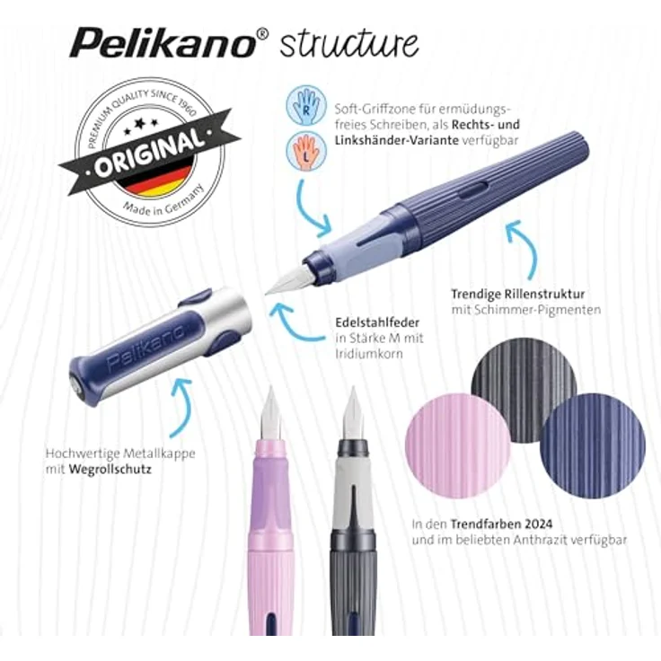 Pelikan Füllfederhalter Pelikano structure, Schulfüller, Rechtshänder, blau – Bild 6
