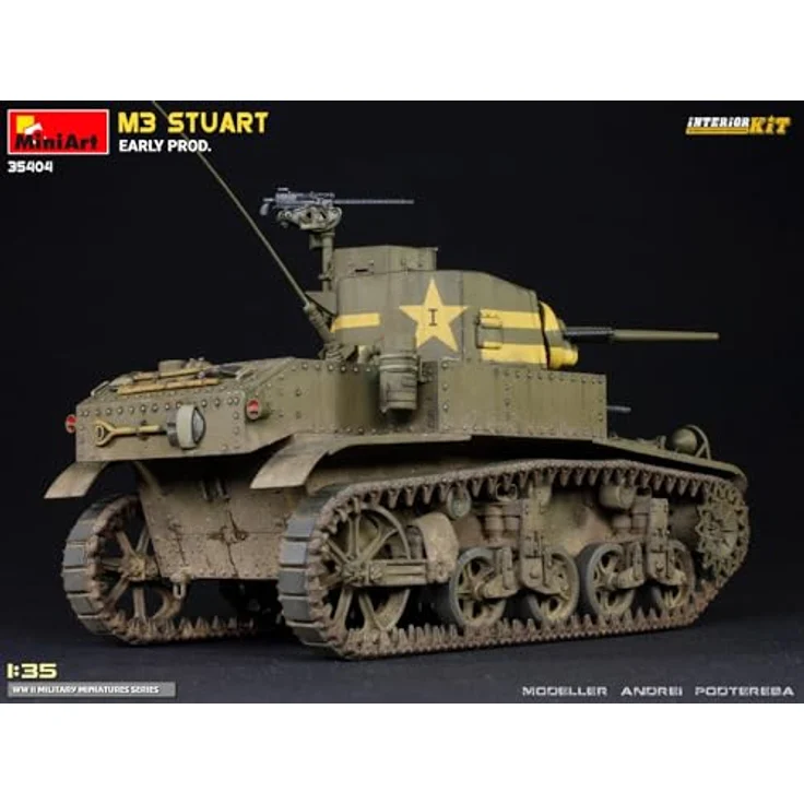 Other 1:35 M3 Stuart, Modellfahrzeug Kit mit Interior und beweglichen Kettengliedern, 7 Varianten Decals – Bild 3