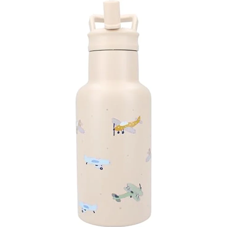 Kidzroom Trinkflasche Flugzeuge, isolierte Edelstahl Kinderflasche, 350ml – Bild 2