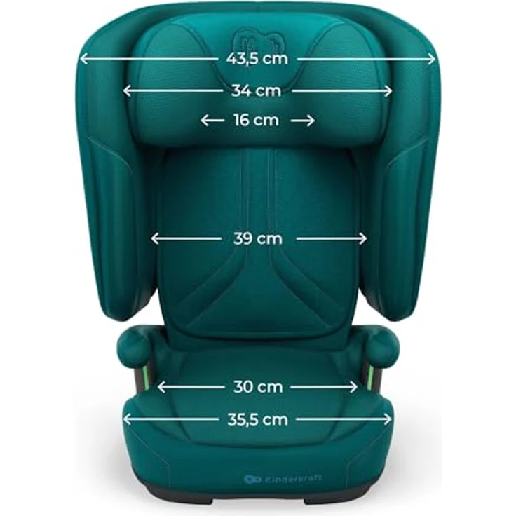 KinderKraft Unity 2 I-Size, Kindersitz mit ISOFIX, 5-fach verstellbarer Rückenlehne, erweiterter Seitenaufprallschutz, Air FLOW Belüftungssystem, faltbares Design, GRÜN – Bild 11