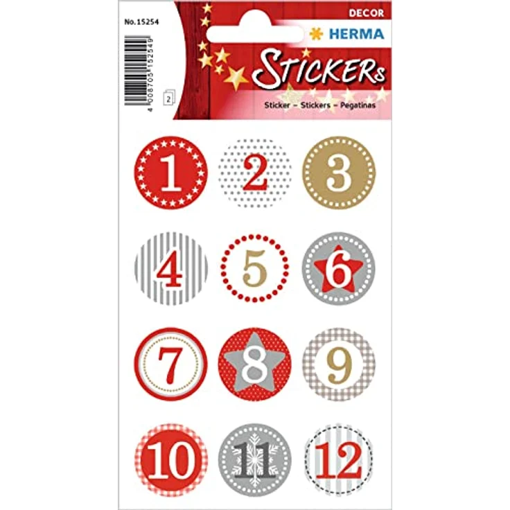 Herma - Weihnachtliche Etiketten Adventskalenderzahlen rot – Bild 2