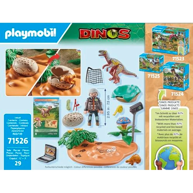 Playmobil® Konstruktions-Spielset Stegosaurusnest mit Eierdieb (71526), Dinos, (29 St), Made in Europe – Bild 6