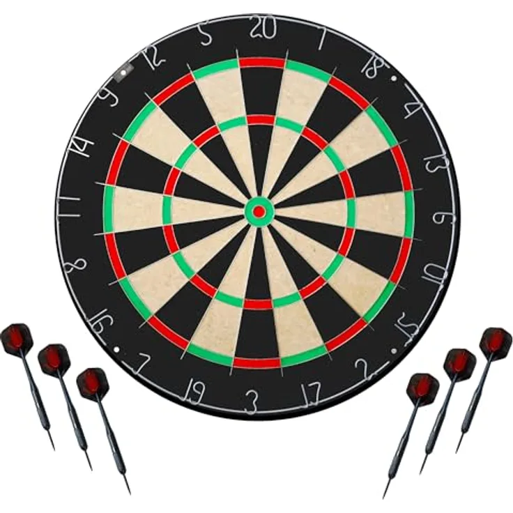 Karella Dartboard "BullOut", Profi-Dartboard aus brasilianischem Sisal mit 45 cm Durchmesser, inkl. 2 Satz Steeldarts und Wandhalterung
