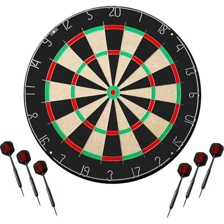 Karella Dartboard "BullOut", Profi-Dartboard aus brasilianischem Sisal mit 45 cm Durchmesser, inkl. 2 Satz Steeldarts und Wandhalterung – Bild 1