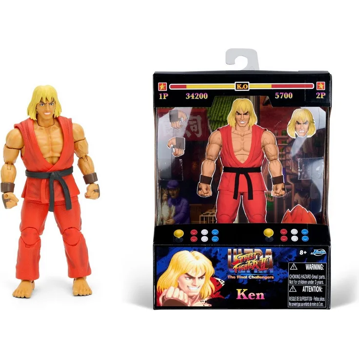 JADA Sammelfigur Street Fighter II Ken 6 Zoll 15 cm, bewegliche Pop-Kultur Action Figur