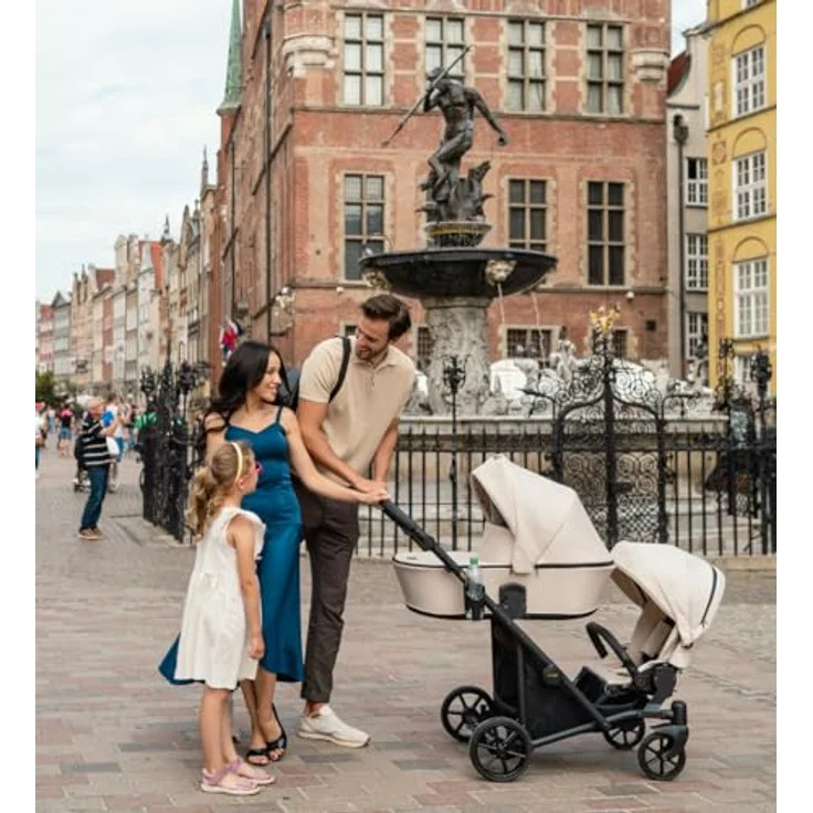 Kunert BRAV DUO 2in1 Doppelkinderwagen, hellblau mit Gelrädern und schwarzem Rahmen – Bild 8