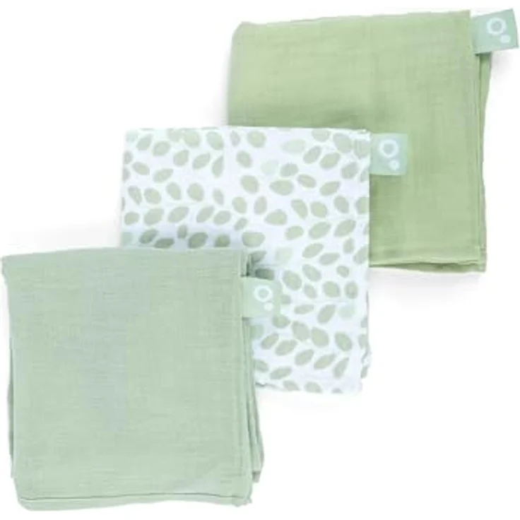 Doomoo 3er-Set Mulltücher Baby, 70x70 cm, Bio-Baumwolle, extra weich & saugfähig, waschbar, Grün – Bild 1