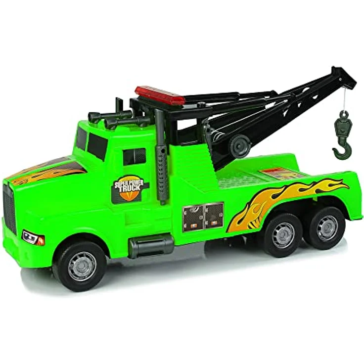 Lean Toys Roadside Assistance Traktor 1:10, Pannenhilfe-Spielzeug mit Kran und Abschleppseil, grün – Bild 2