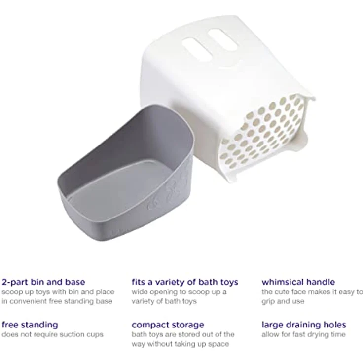 UBBI Auffangbehälter für Badespielzeug 24x18x25cm weiß/ grau - Preisvergleich – Bild 5