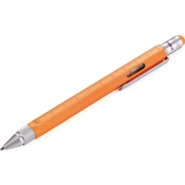 Troika CONSTRUCTION Multitasking Kugelschreiber, neonorange mit Lineal, Wasserwaage und Stylus