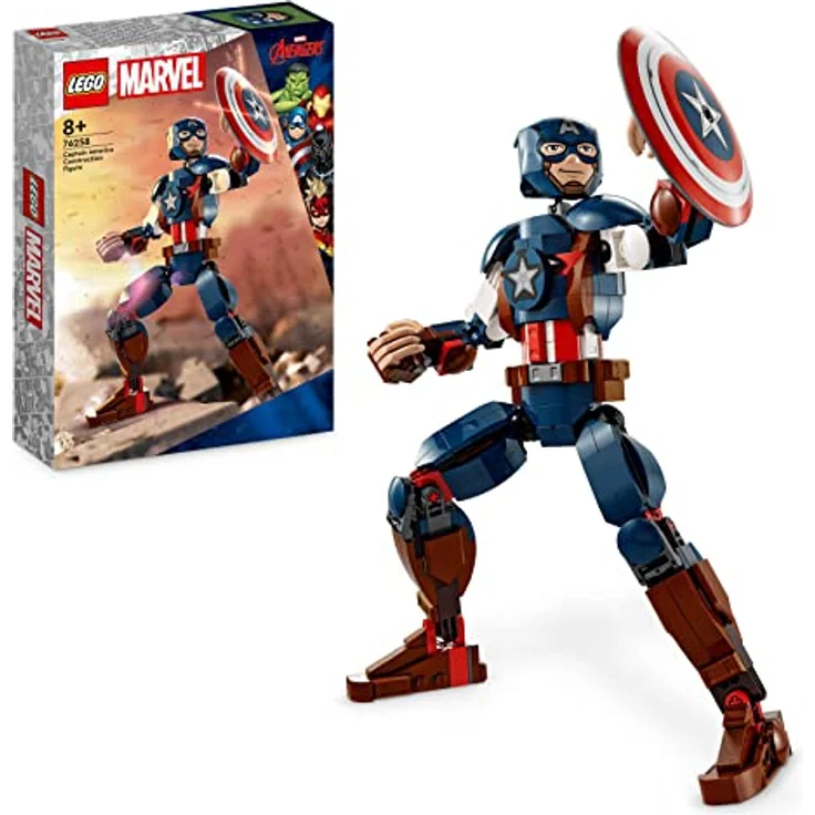 LEGO Marvel Captain America Baufigur, Superheld mit Schild, Avengers BAU-Spielzeug und Sammelfigur als Schlafzimmer Accessoire für Kinder, Jungen und Mädchen ab 8 Jahren 76258 – Bild 1