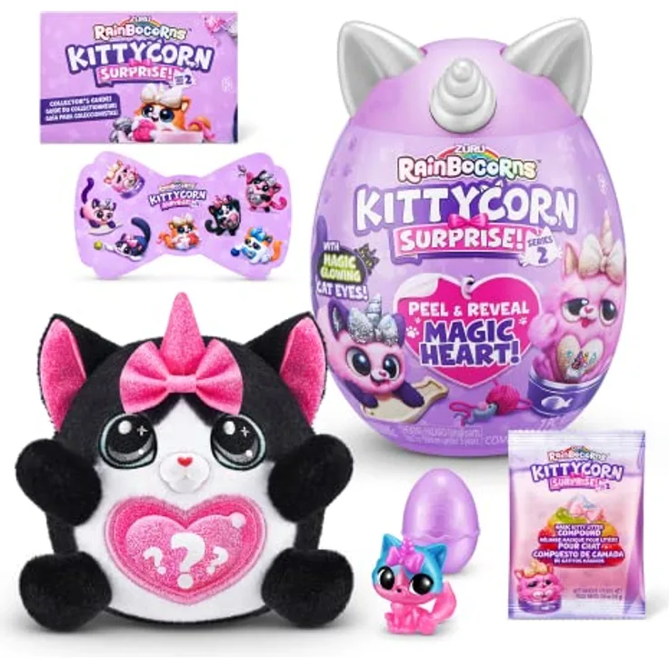 Rainbocorns Kittycorn Surprise Serie 2, Lucky Schwarze Katze, von ZURU, Kuscheltier (Schwarze Katze)