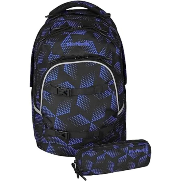 McNeill Schulrucksack MILO Bishi, 27 Liter, ergonomisch gepolstert mit reflektierenden Elementen, blau – Bild 1