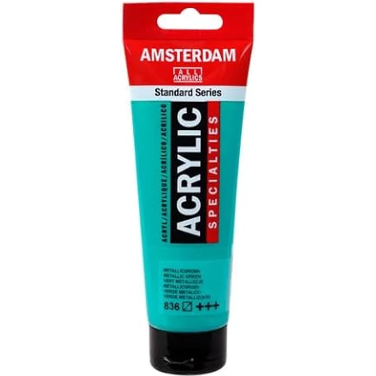Amsterdam Standard Series Acrylfarbe, Metallic Grün 836, halbtransparent, lichtecht, 120ml – Bild 3