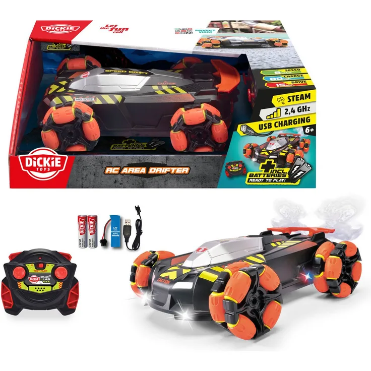 Dickie Toys RC-Auto RC Area Drifter, mit Rauchfunktion und Licht, für Kinder ab 6 Jahren, 2,4 GHz-Fernbedienung