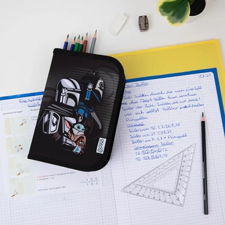 Scooli Gefülltes Schüleretui Star Wars, Federmäppchen mit 14 Buntstiften, 2 Bleistiften, Lineal, Geodreieck und Zubehör, ergonomisch und robust, ideal für Schule und Freizeit, ab 6 Jahren – Bild 4