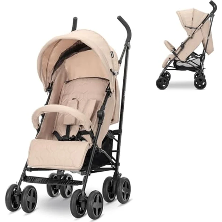 Lorelli Buggy IDA, Kinderwagen mit verstellbarer Rückenlehne und schwenkbaren Vorderrädern, Farbe: beige-schwarz – Bild 1