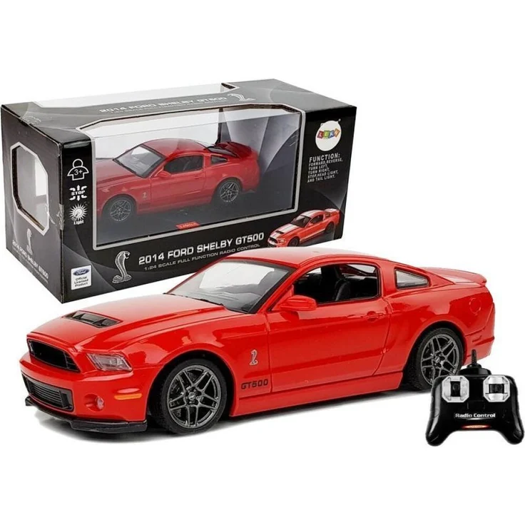 Lean Toys Ferngesteuertes Auto Ford Shelby GT500, Rot, 1:24 Modell mit 7,5 km/h und 2,4 G Fernbedienung