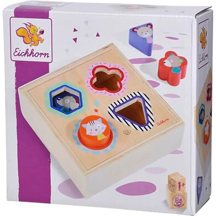 Eichhorn Steckspielzeug Steckbox Friends, aus FSC®-zertifizierten Birkenholz, fördert Feinmotorik, 6 x 17 x 17 cm – Bild 5