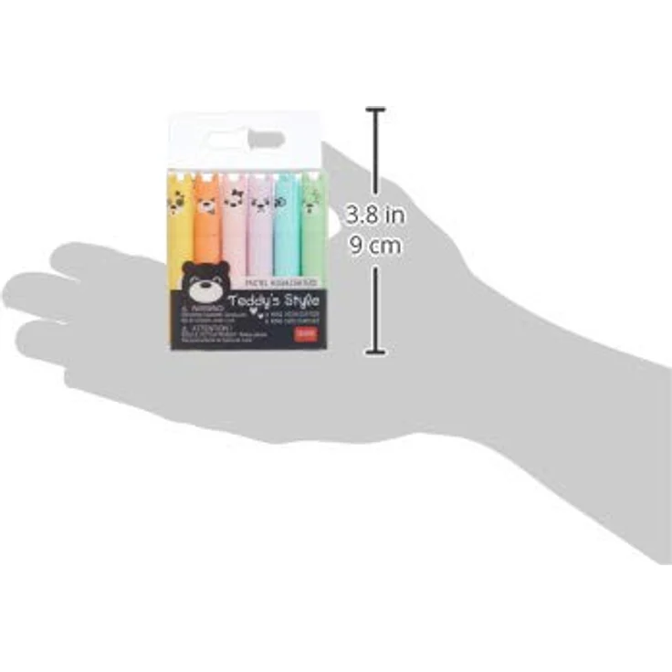 Legami - Teddy's Style, Set mit 6 Mini-Textmarkern, 1 x 7,5 cm, Gelb, Pfirsich, Rosa, Lila, Hellblau, Hellgrün, zum präzisen Unterstreichen und Markieren, Mehrfarbig 2 - Preisvergleich – Bild 4