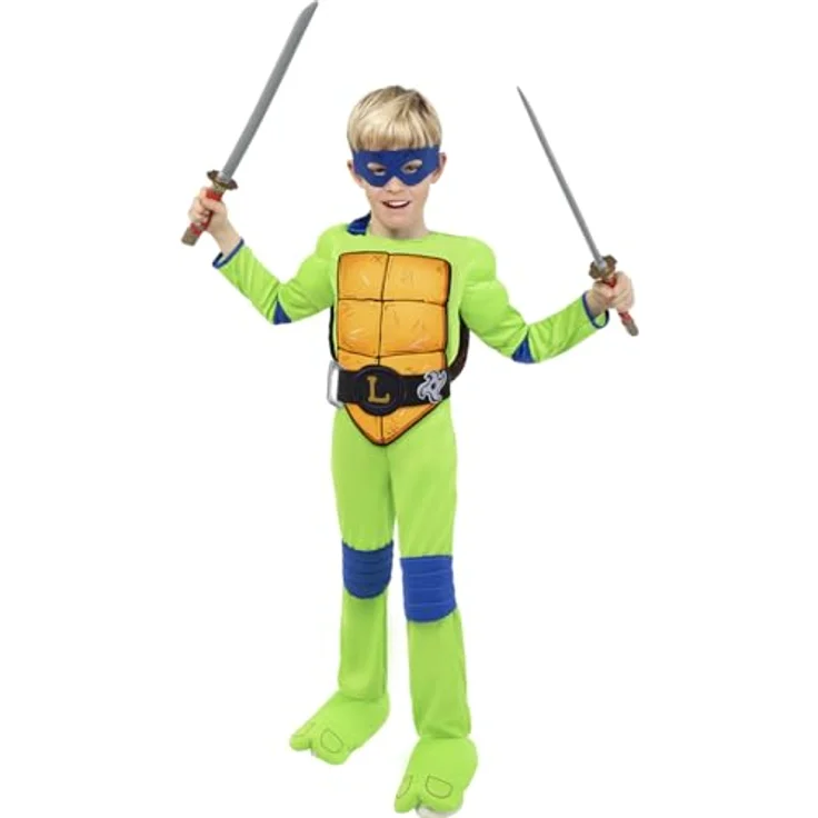 Funidelia Leonardo Kostüm - Teenage Mutant Ninja Turtles für Jungen - Größe 3-4 Jahre, Grünes Kostüm für Kinder mit Maske, Panzer & Zubehör – Bild 4