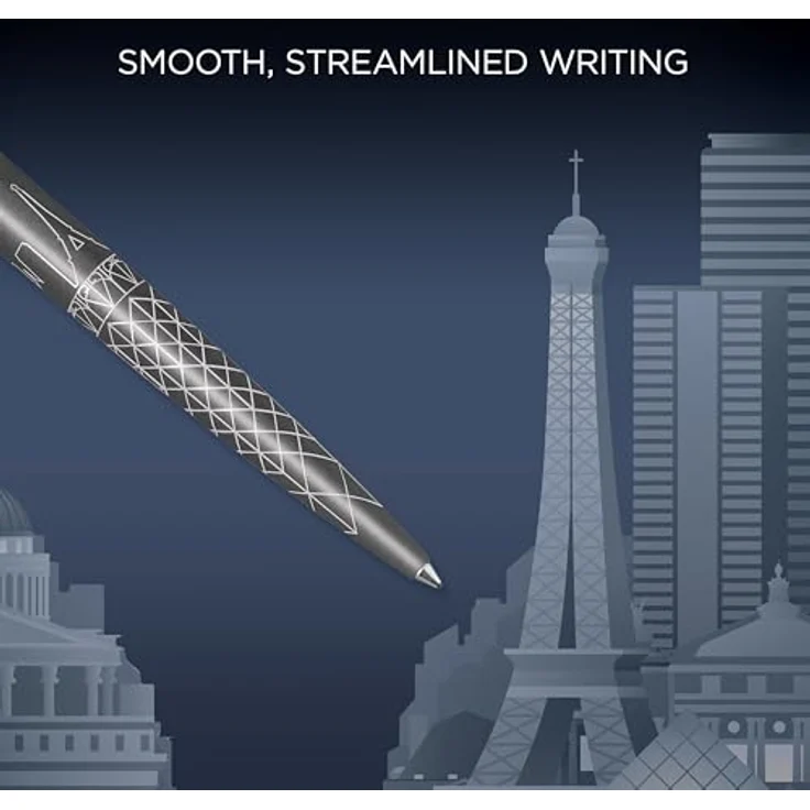 Parker Pen Jotter SE Paris Kugelschreiber M, Edelstahl grau/silber, limitierte Sonderedition mit lasergravierter Skyline und Klickmechanismus – Bild 5