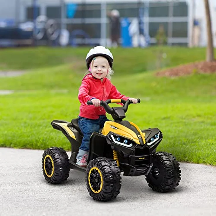 HOMCOM Elektro-Kinderquad Gelb, Kindermotorrad mit MP3-Musikplayer, Belastbarkeit 25 kg, für Kinder 3-5 Jahre, 3-6 km/h – Bild 2